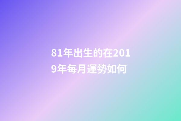 81年出生的在2019年每月運勢如何 (81年屬什么今年每月運勢)-第1張-觀點-玄機派